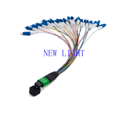 Low Insertion Loss MPO Fiber Optic Cable SM 0.9mm Diameter 12 Colors