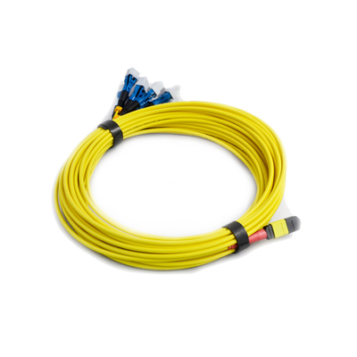 Highly Integrated MPO To LC Breakout Cable 0.9mm Fan Out Fiber Optic Cable