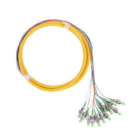 Yellow Fiber Optic Pigtail Bounded Tube ST APC 0.3 DB Insertion Loss