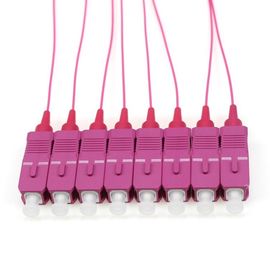 OM4 SC / PC Fiber Optic Pigtail , 1 M Fiber Jumper Cables 12 Colors 0.9mm