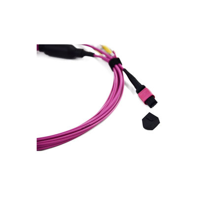 buy Low Insertion Loss 10 GB OM3 MPO to LC Fiber Cable with 0.9mm Fanout Patch Cables online manufacture