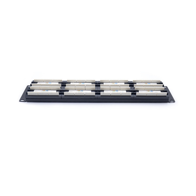 Buy 1U 2U Cable Management Ethernet Patch Panel Krone IDC Termination Black Metal Panel online manufacture