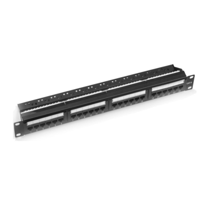 Buy Metal RJ45 Ethernet Patch Panel Shielded Cat5e/Cat6/Cat6a/Cat7 Black 1U 2U With Cable Management online manufacture