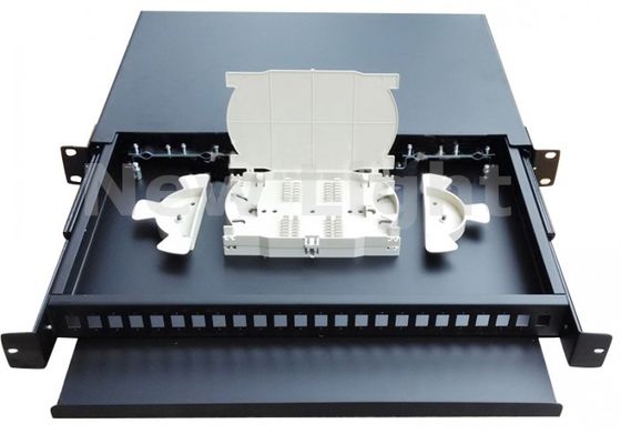 Buy Indoor 19 Inch 24 Port Pull Type Fiber Optic Patch Panel Rack Mount Distribution Frame online manufacture