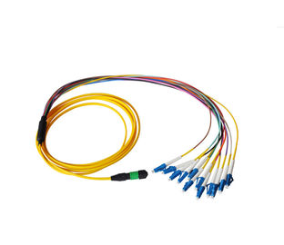 Buy 8 core MPO fiber Cable single mode PVC / LSZH MPO- LC  fan out optical fiber patch cord online manufacture