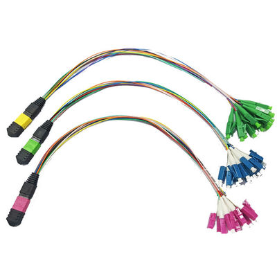 buy 12 Fiber LC Fan Out Multi Mode MPO MTP Cable Fiber Optic Patch Cord online manufacture