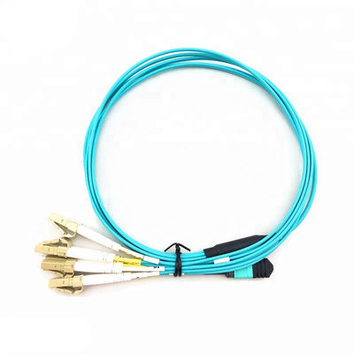 buy 5M OM4 MPO Fiber Optic Patch Cord with 12 Core Female Fan-Out LC Connector online manufacture