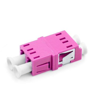 buy Rose Color OM4 LC Fiber Optic Adapter with ≤0.3dB Insertion Loss for Duplex Patch Cords online manufacture