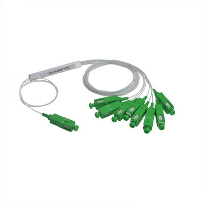 buy Steel Tube Input 250μm Fiber Optic PLC Splitter with 1x8 SC/APC Green Connector for Single Mode Applications online manufacture