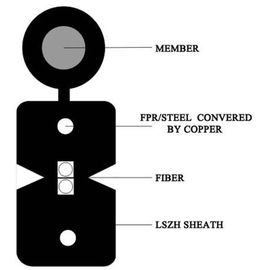 Buy Single Mode 2 Core Ftth Drop Cable Low Bend Sensitivity Fiber LSZH Material online manufacture