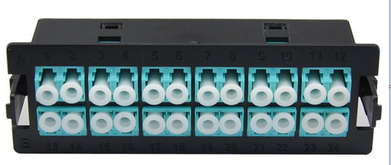 buy Black LC Duplex 24 Port Fiber Optic Patch Panel with Clip Installation for 1U Rack Mount Distribution Box online manufacture