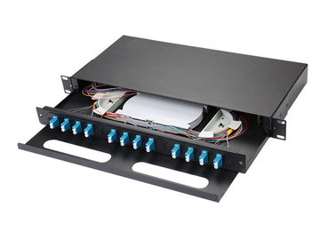 Buy Pulling Type Single Mode Fiber Patch Panel , 1u Cold Rolled Steel Fiber Optic Cable Patch Panel online manufacture