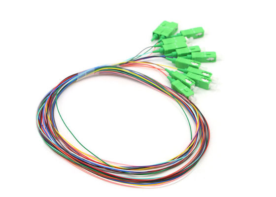 buy 12 Colors 0.9mm SC/APC Connector Single Mode Fiber Optic Pigtail with Customizable Length online manufacture