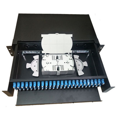 buy 2U Rack Mount Fiber Optic Patch Panel with 48/96F Capacity and Pulling Push Type for Data Center Cable Management online manufacture