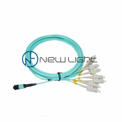 buy Female MPO to 4 DX SC OM3 Multimode Fiber Optic Cable with LSZH Jacket MPO Trunk Cable online manufacture