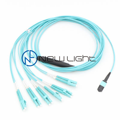 Buy 12 Core Aqua LC Duplex Pre Terminated MPO MTP Fiber Optic Cable with LSZH Jacket online manufacture