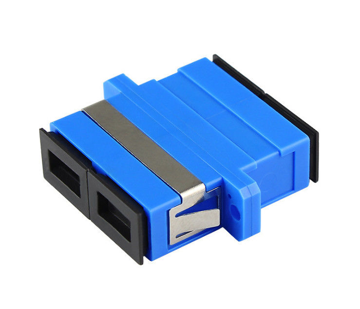 Single Mode Fiber Optic Adapter / SC Duplex Adapter With Clips Plastic Material