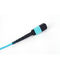 OEM ODM OM3 12 Core PVC Fiber Optic Cable MPO To MPO Male Aqua Fan Out