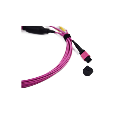 MM / SM 10 GB OM3 MPO To LC Fiber Cable 0.9mm Fanout Patch Cables