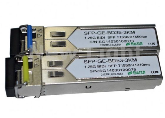 High Performance 1.25G BiDi SFP Transceiver with Single Mode Fiber and 3km Transmission Distance