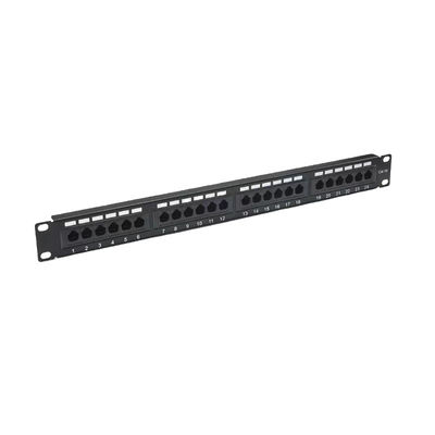 Metal Shielded 24 Port RJ45 Patch Panel RoHS/UL/CE Certified for Cat5e/Cat6/Cat6a/Cat7 Ethernet