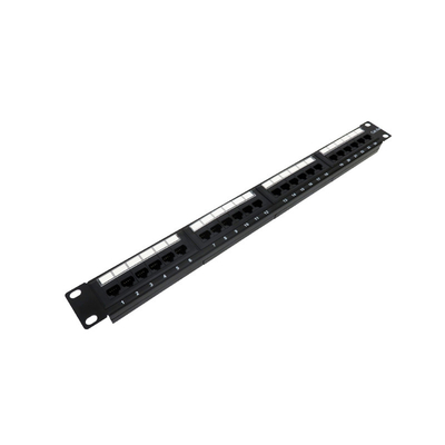 Black 1U Network Patch Panel For Cat5e/Cat6/Cat6a/Cat7 Compatibilities RoHS/UL/CE Certified