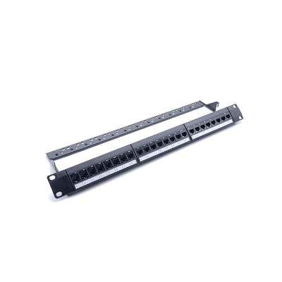 24 Port 1U Height RJ45 Patch Panel with 110/Krone IDC Termination for Efficient Network Management