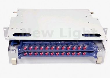 White ODF Optical Distribution Frame , 19 Inch ODF Fiber Optic Patch Panel 24 Port