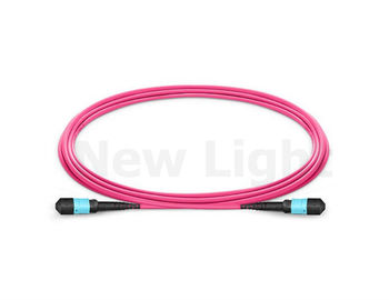 5M OM4 12 core female MPO / MTP  - MPO optical fiber patch cord LSZH 3.0 magenta cable
