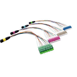 12 Fibers Fan Out MTP MPO Cable  OM3 / OM4 For Interconnect Cassettes
