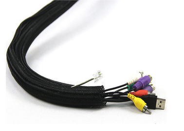 Fireproof Protection Net Fiber Optic Tools Black PET / Nylon Flame Retardant Cable Sleeve