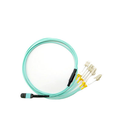 12 Core OM3 Fiber Optical MPO MTP Cable to LC Breakout Cord with CE ISO Certification