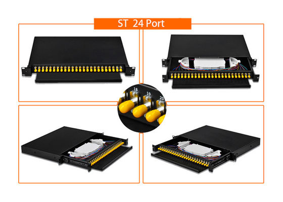 19 Inch Rack Mount Single Mode Fiber Optic Patch Panel with 12 X LC/SC/FC/ST Adapters for FTTH FTTB FTTX Networks