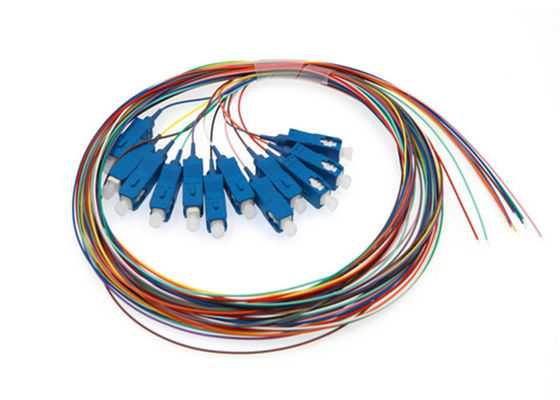 Custom Fiber Optic Pigtail with SC E2000 FC ST Connector 0.9mm 12 Colors Cable for Low Loss Transmission