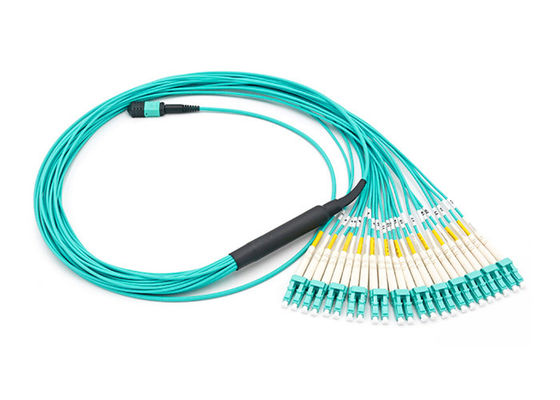 24 Fibers MPO MTP Fan Out Patch Cord OM3 Multimode Breakout Cable with Customizable Length