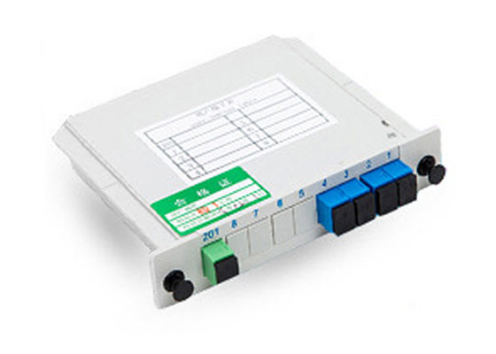 Compact Design 1x4 Plug-in Type PLC Fiber Optic Splitter with SC Connector for LAN, WAN, and Metro Networks
