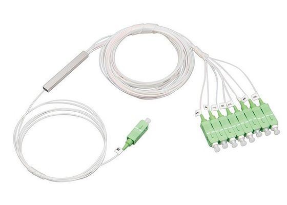 1x8 Mini Type PLC Splitter with SC Connector and Stainless Steel Tube for Fiber Optic Networks