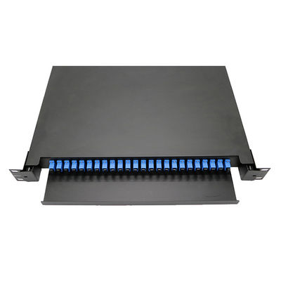 24 Port SC Type 1U Rack Mount Fiber Optic Patch Panel with Pulling and Push Type Design for Cable Management