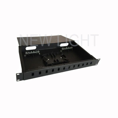 1U Rackmount Fiber Optic Patch Panel with 12-48 Ports and SC Adapters for High-Density Fiber Management